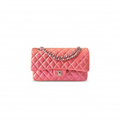 CHANEL IRIDESCENT PINK LAMBSKIN MEDIUM CLASSIC FLAP BAG A01112 (25.5*15*6cm)